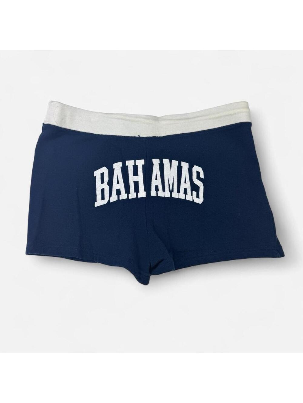 Y2K Bahamas Varsity Cotton Booty Shorts Tie Basic 2000s